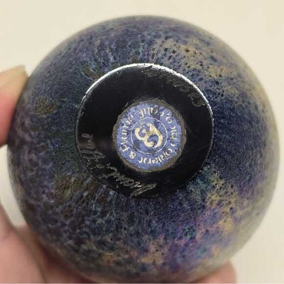 Vintage Orient & Flume Signed Iridescent Textured Glass Apple Paperweight - Picture 8 of 16